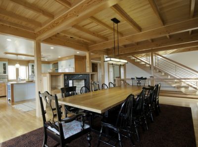 Wood Ceiling with Wooden Beams